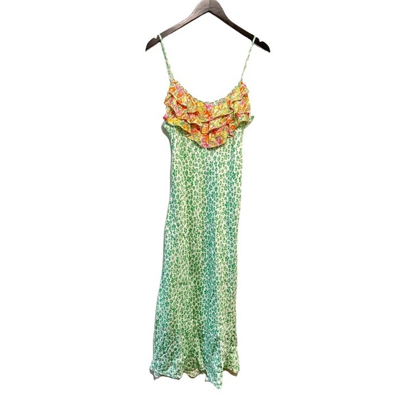 Rixo x Target Leopard Animal Print Colorful Ruffle Front Sleeveless Midi Dress - Picture 5 of 9